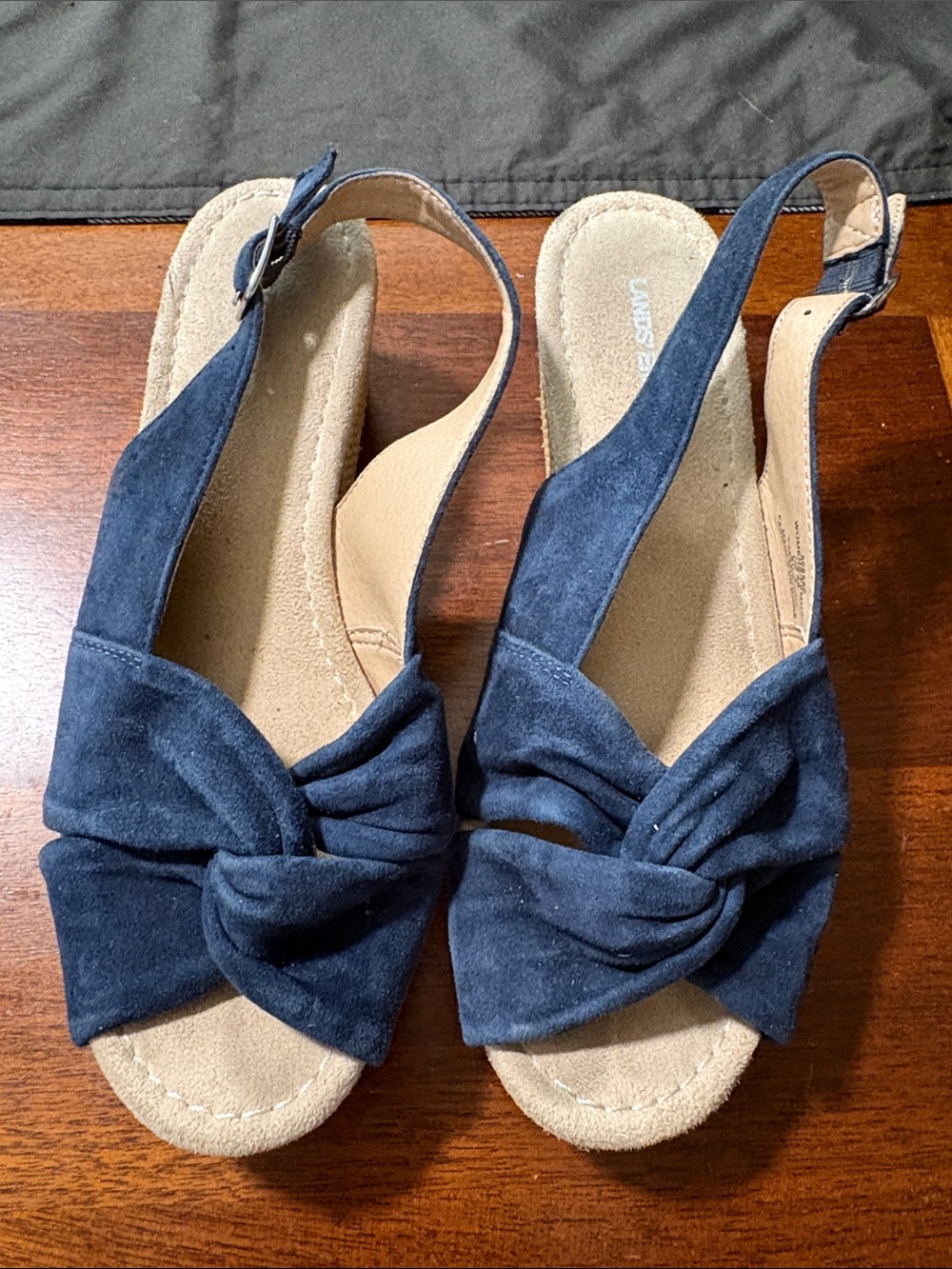 Navy Knotted Slingback Sandals - Women Size 6